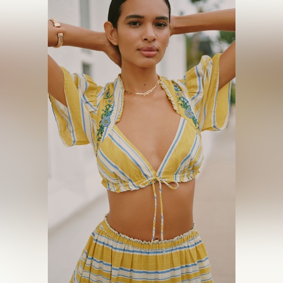 Anthropologie Celandine Copacabana Skirt Set Rio Stripe Size M NWT Resort Spring - Picture 3 of 13